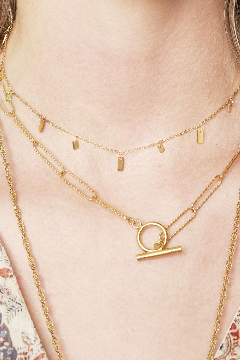 Collier Floating Squares Couleur or Acier inoxydable h5Image2